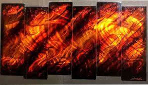 Chris DeRubeisArt title6 Panel Amber Abstract Sleek 38X72