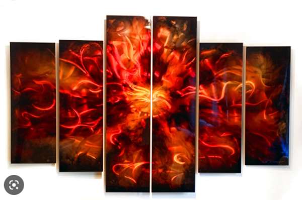 Chris DeRubeisArt title6 Panel Elegance Red Burst 44X72